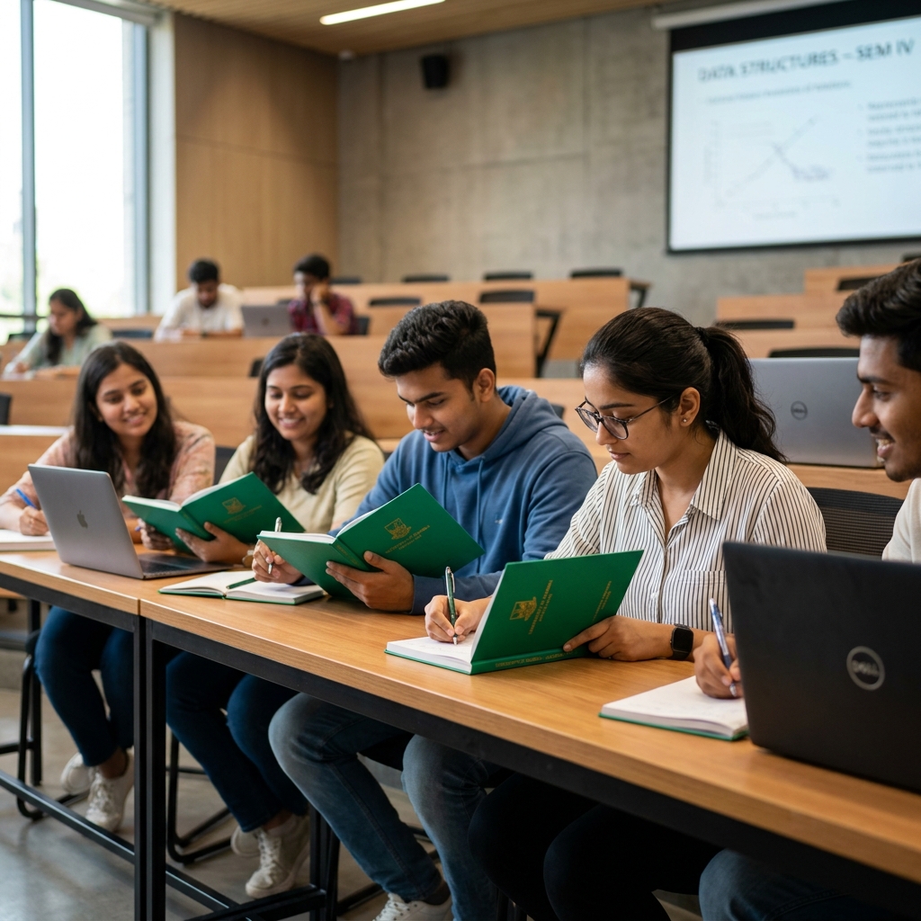 Students using notebooks in class
